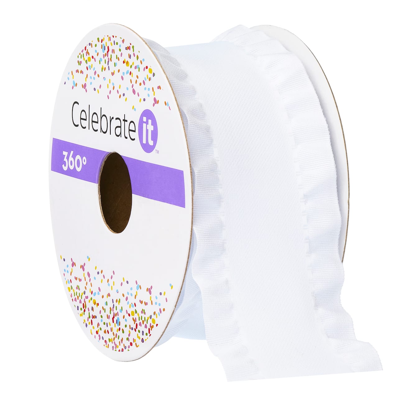 1.5 Satin Double Ruffle Ribbon by Celebrate It 360? in White | Michaels